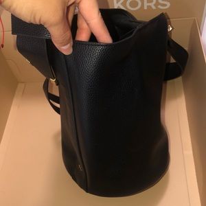 FC brand faux leather black handbag